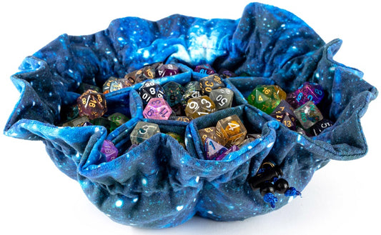 Velvet Compartment Dice Bag with Pockets: Galaxy