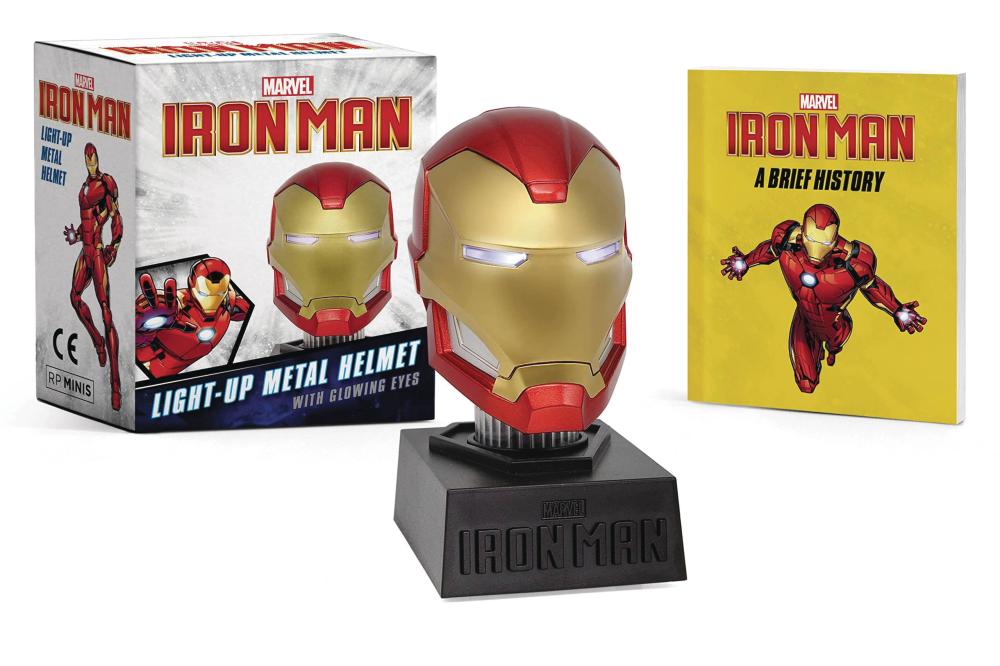 BOOK KIT MARVEL IRON MAN LIGHT UP METAL HELMET WITH GLOWING EYES