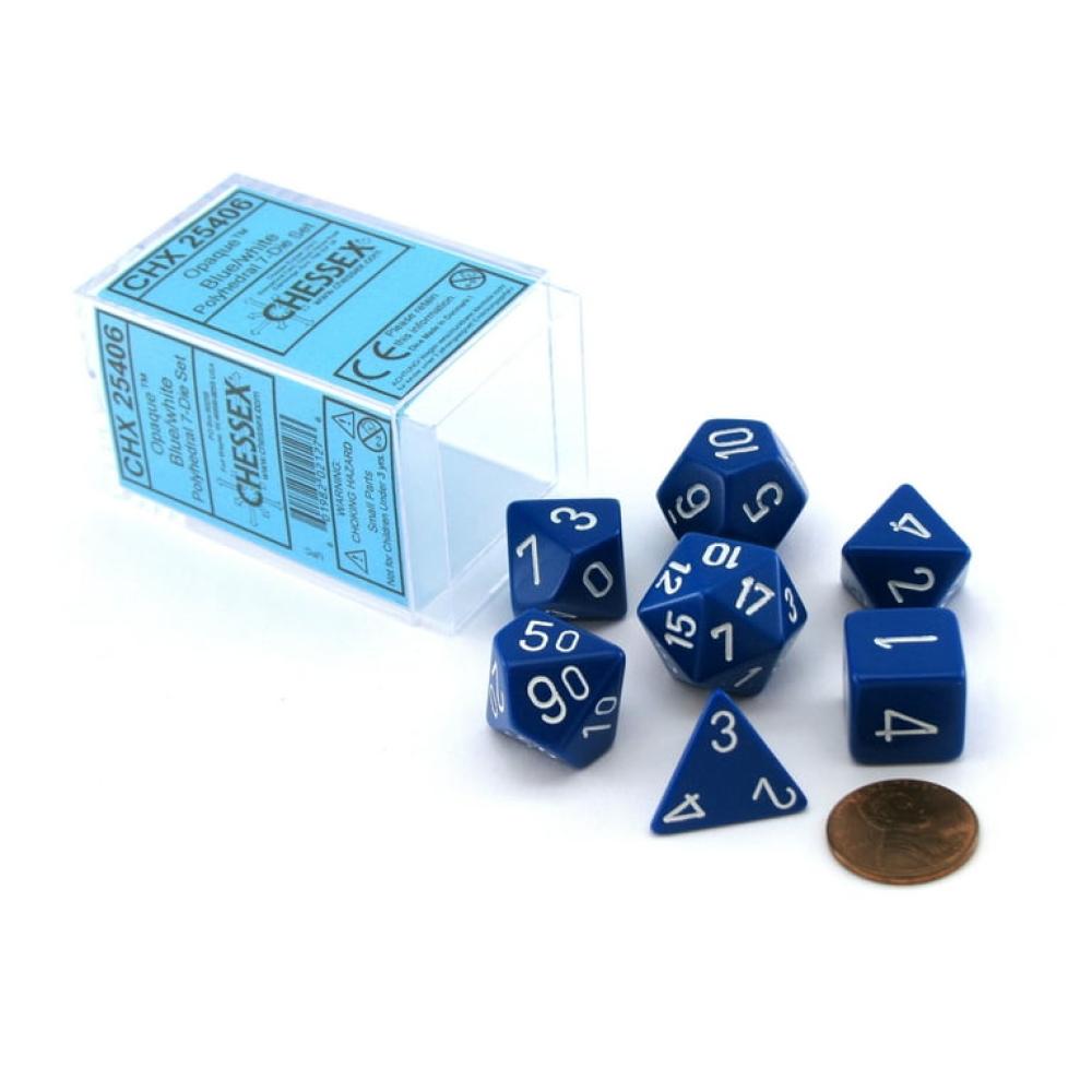 CHX OPAQUE 7 DIE BLUE / WHITE DICE