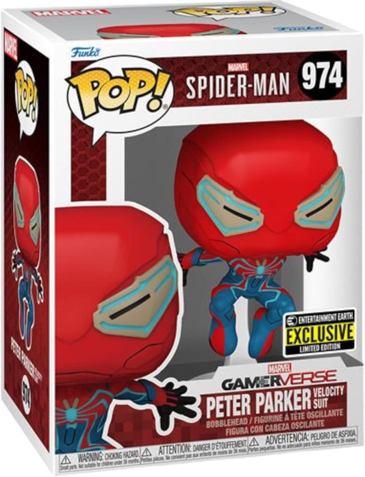 POP MARVEL SPIDER MAN 2 PETER PARKER VELOCITY SUIT EE VINYL FIG