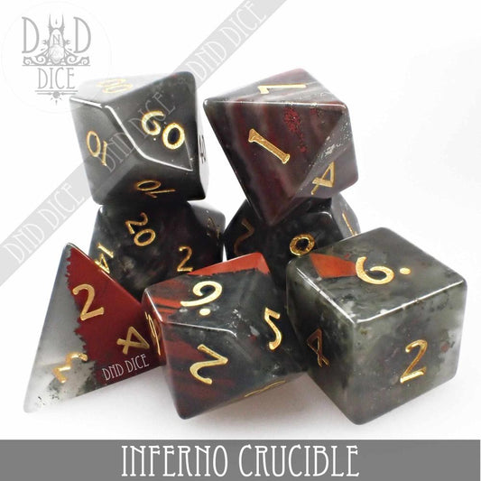 DNDDICE: Inferno Crucible Bloodstone 7 Dice Set