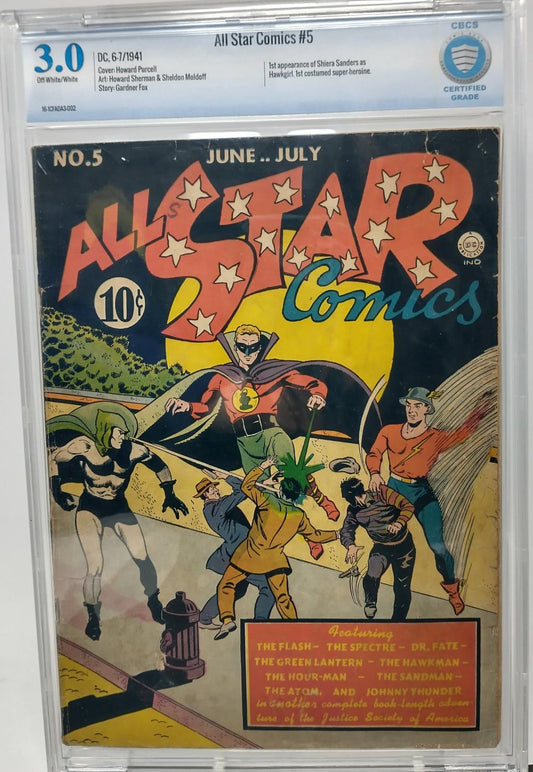ALL STAR COMICS #5 - DC 1941 - CBCS 3.0 GD/VG - 1ST HAWKGIRL