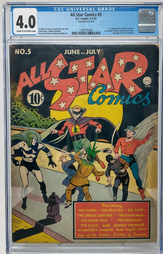 ALL STAR COMICS #5 - DC 1941 - CGC 4.0 VG - 1ST HAWKGIRL APPEARANCE