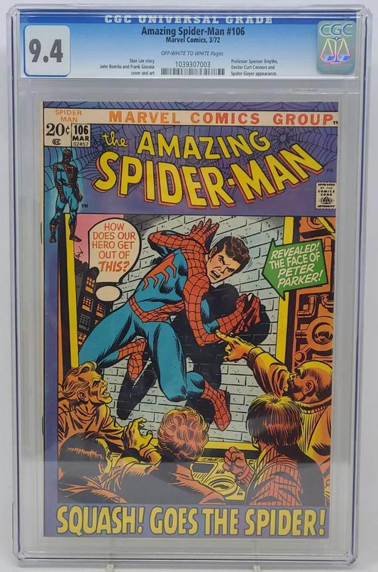 AMAZING SPIDER-MAN #106 - MARVEL 1972 - CGC 9.4 - SPIDER-SLAYER APPEARANCE