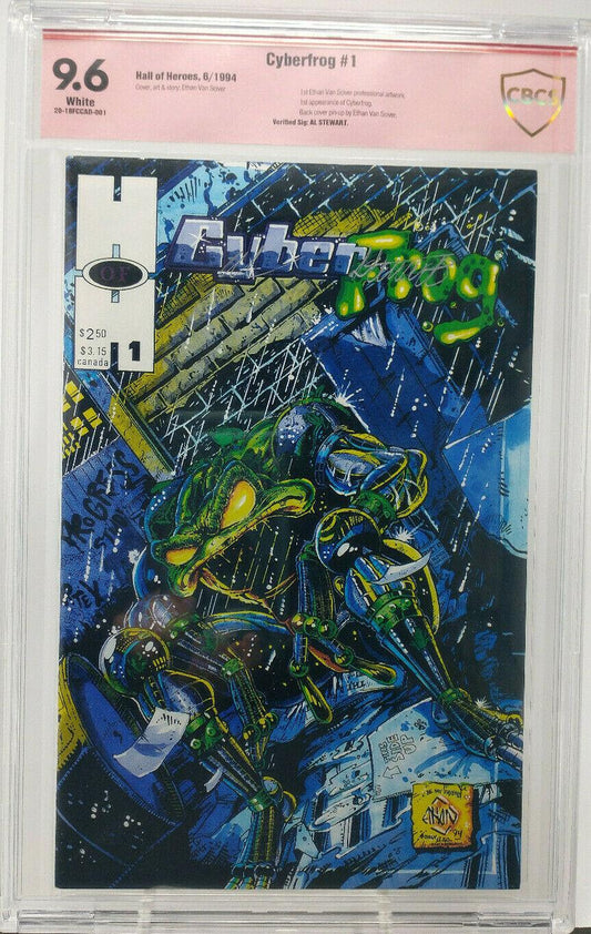CYBERFROG #1 - CBCS 9.6 - HALL OF HEROES 1994 - SIGNED BY AL STEWART