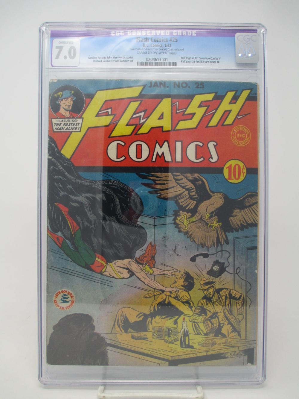 FLASH COMICS #25 - DC 1942 - CGC 7.0 - 2ND HAWKGIRL
