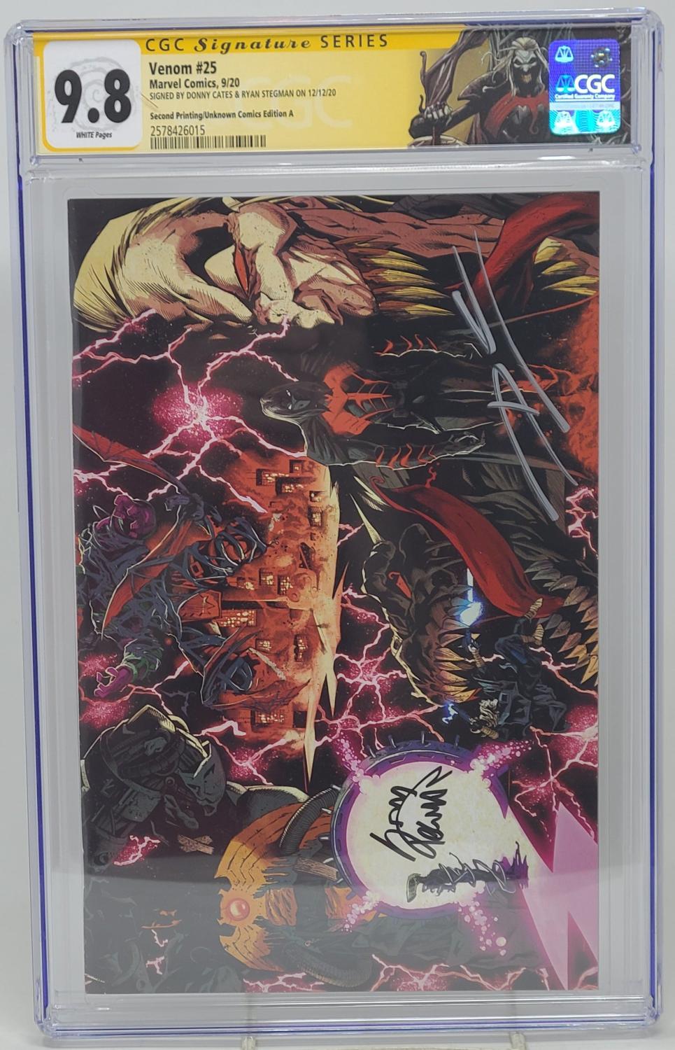 VENOM #25 2ND PRINT - MARVEL 2020 - CGC 9.8 - CATES AND STEGMAN SIGNED
