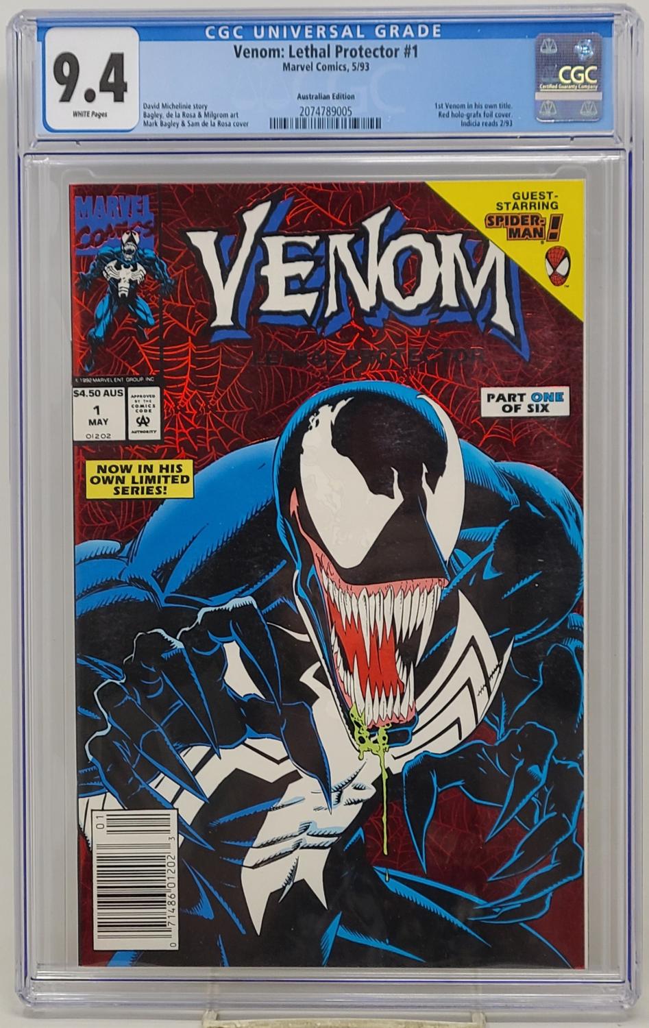 VENOM LETHAL PROTECTOR #1 AUSTRALIAN - MARVEL 1993 - CGC 9.4