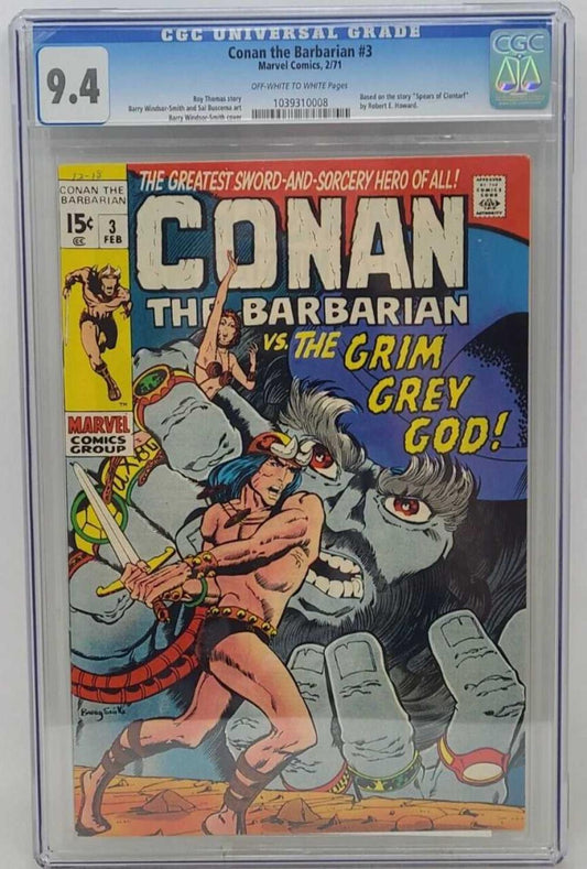 CONAN THE BARBARIAN #3 - MARVEL 1971 - CGC 9.4 - 1ST BORRI - 1039310008