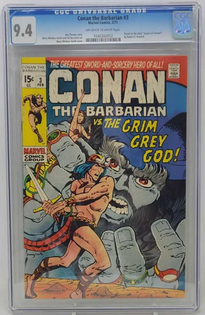 CONAN THE BARBARIAN #3 - MARVEL 1971 - CGC 9.4 - 1ST BORRI - 1040302012