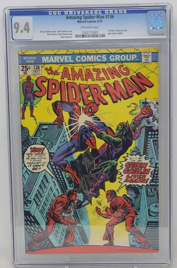 AMAZING SPIDER-MAN #136 - MARVEL 1974 - CGC 9.4 - 1ST NEW GREEN GOBLIN