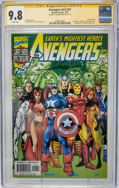 AVENGERS #V3 #25 - MARVEL 2000 - CGC 9.8 NM/MT - SIGNED GEORGE PEREZ