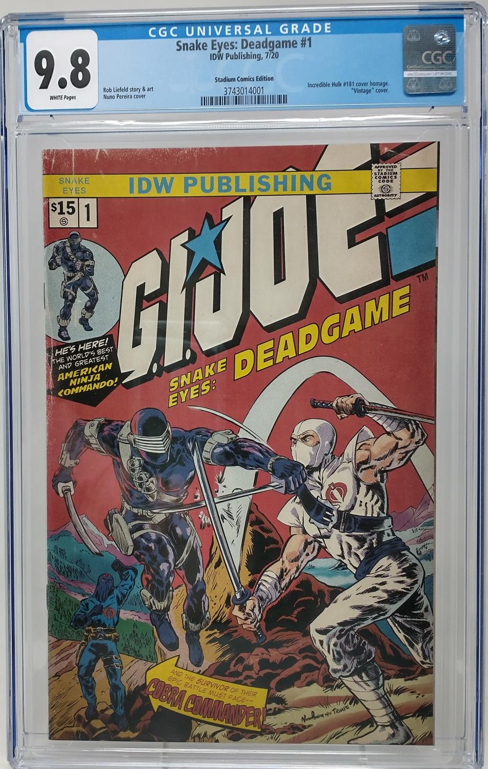 SNAKE EYES: DEADGAME #1 - IDW 2020 - CGC 9.8 NM/MT - HOMAGE VARIANT