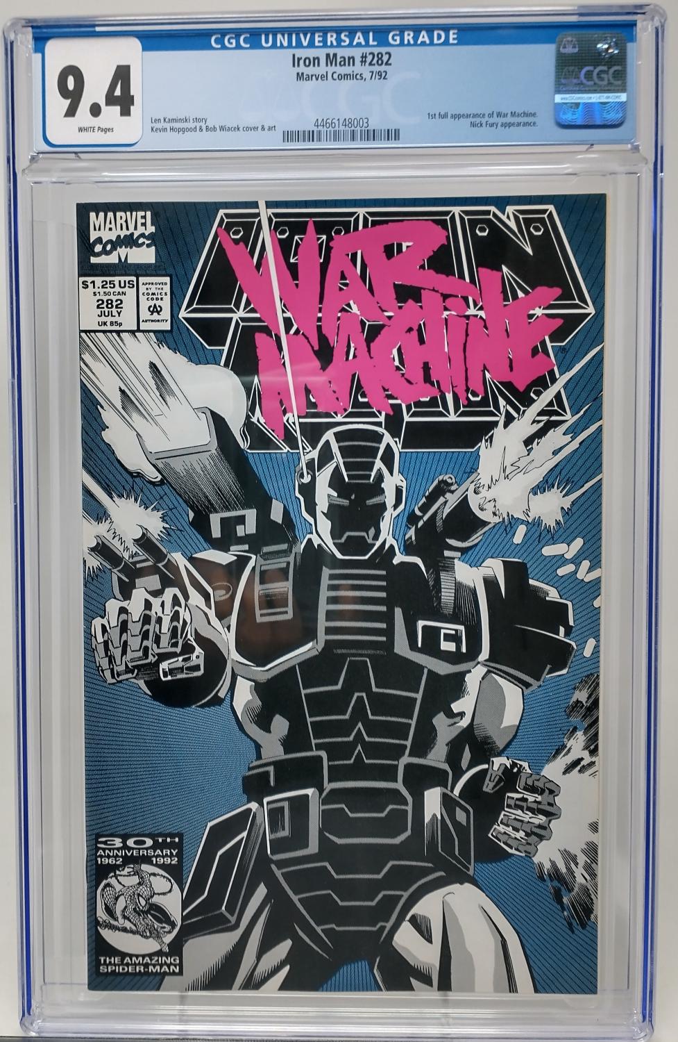 IRON MAN #282 - MARVEL 1992 - CGC 9.4 - 1ST COVER OF WAR MACHINE