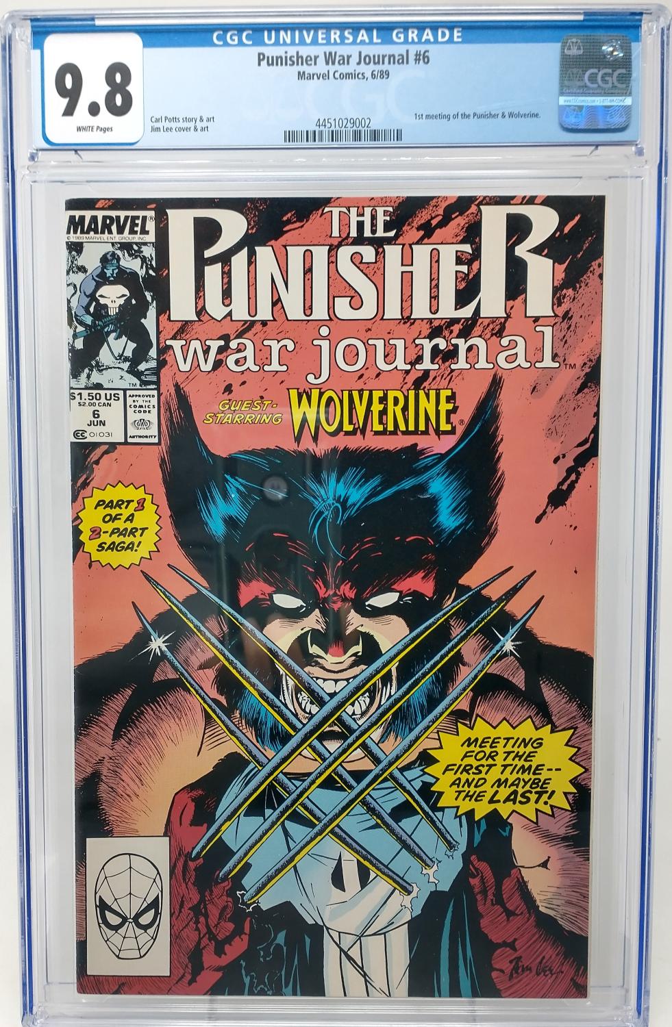 PUNISHER WAR JOURNAL #6 - MARVEL 1989 - CGC 9.8 - WOLVERINE 1ST MEETS PUNISHER
