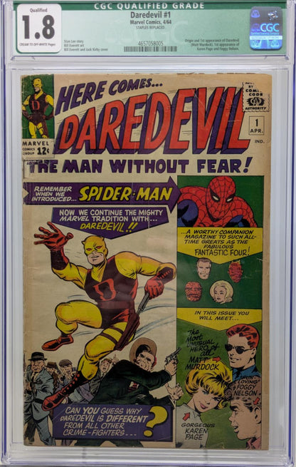 DAREDEVIL #1 - MARVEL 1964 - CGCQ 1.8 GD- - 1ST APPEARANCE OF DAREDEVIL