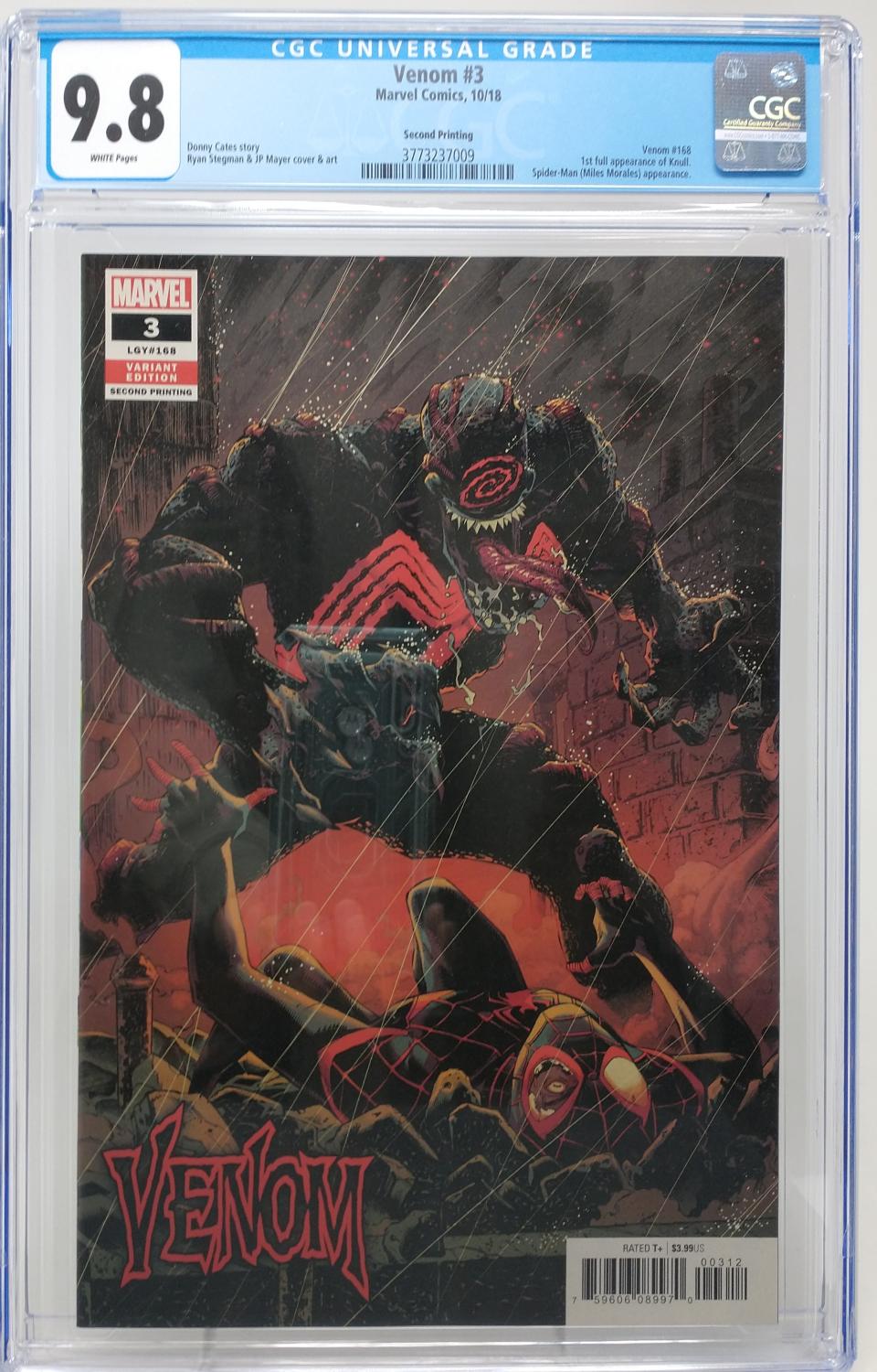VENOM #3 - MARVEL 2018 - CGC 9.8 - 1ST FULL KNULL APPEARANCE, 2ND PRINT