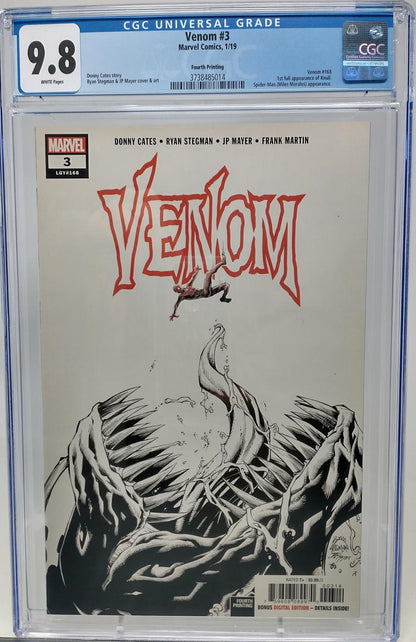 VENOM #3 - MARVEL 2018 - CGC 9.8 - 4TH PRINTING, 1ST FULL KNULL