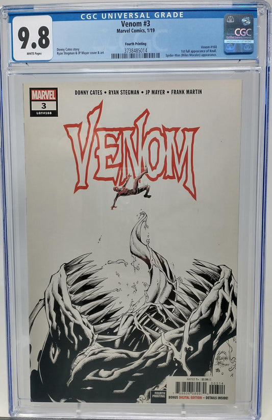 VENOM #3 - MARVEL 2018 - CGC 9.8 - 4TH PRINTING, 1ST FULL KNULL