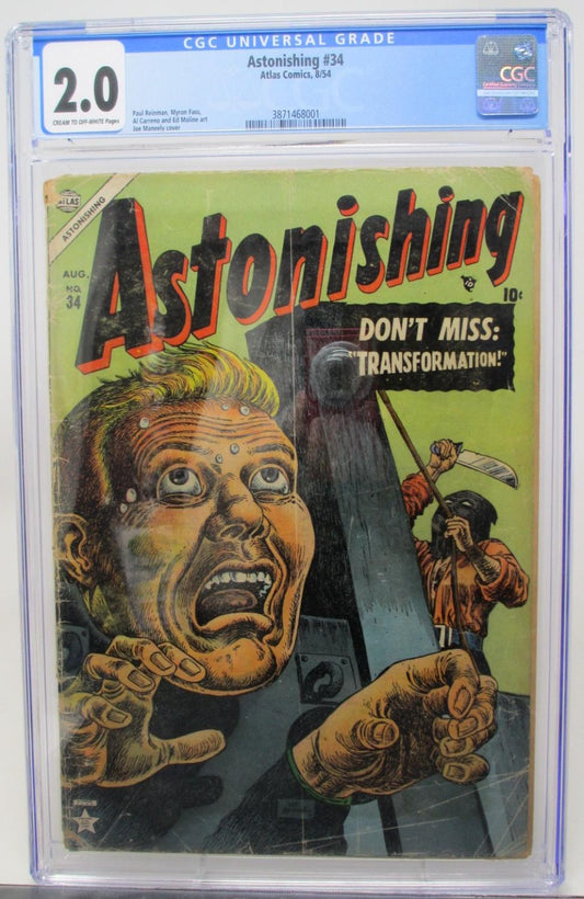 ASTONISHING #34 - ATLAS COMICS 1954 - CGC 2.0 GD - JOE MANEELY COVER