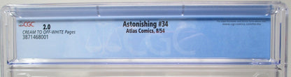 ASTONISHING #34 - ATLAS COMICS 1954 - CGC 2.0 GD - JOE MANEELY COVER