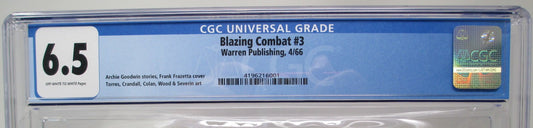 BLAZING COMBAT #3 - WARREN 1966 - CGC 6.5 FN+ - FRAZETTA COVER