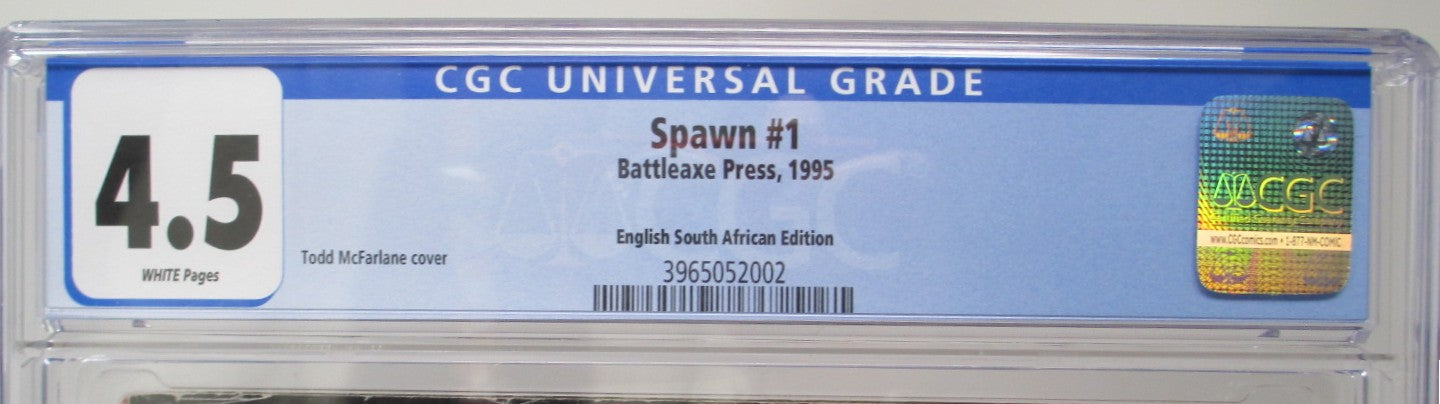 SPAWN #1 - BATTLEAXE PRESS 1995 - CGC 4.5 - SOUTH AFRICA EDI