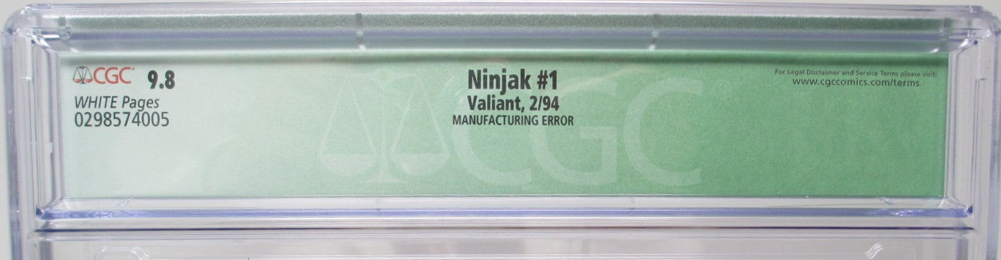 NINJAK #1 - VALIANT 1994 - CGCQ 9.8 - MANUFACTURING ERROR