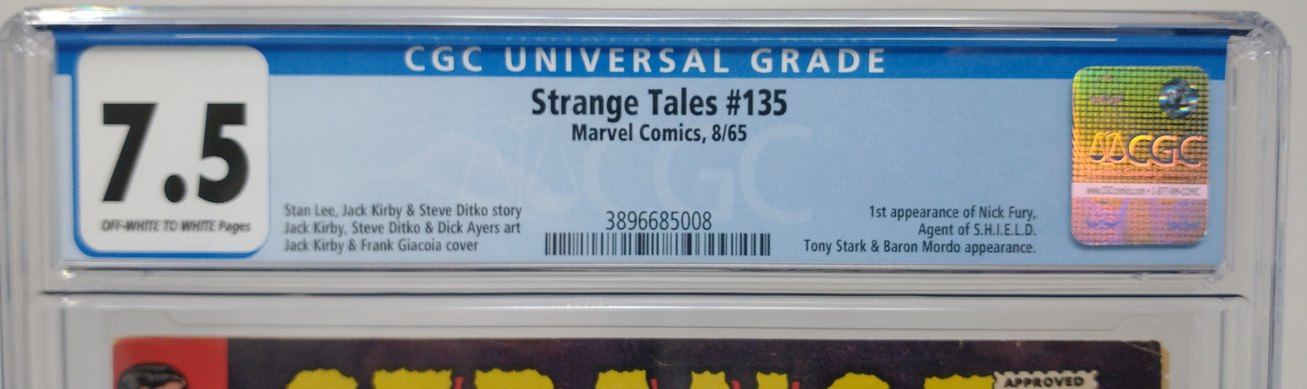 STRANGE TALES #135 - MARVEL 1965 - CGC 7.5 VF- - 1ST NICK FURY