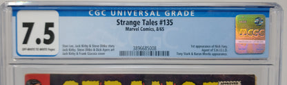 STRANGE TALES #135 - MARVEL 1965 - CGC 7.5 VF- - 1ST NICK FURY