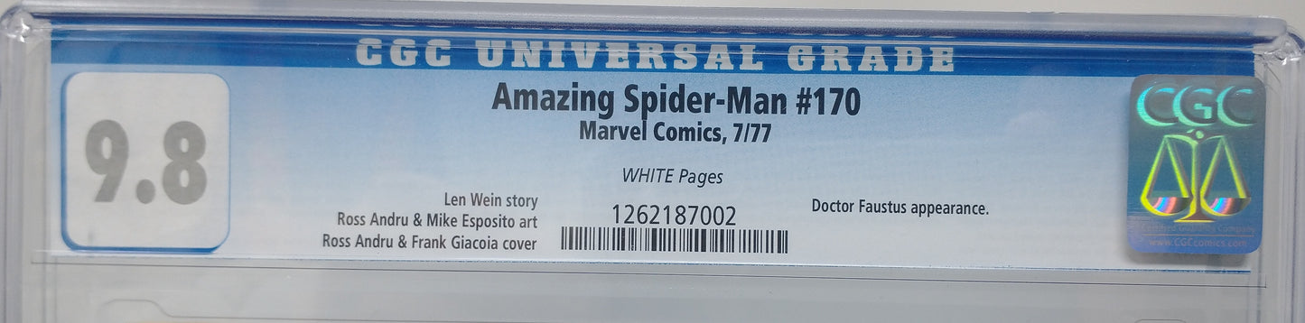 AMAZING SPIDER-MAN #170 - MARVEL 1977 - CGC 9.8 - 1ST DR FAUSTUS