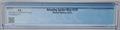 AMAZING SPIDER-MAN #139 - MARVEL 1974 - CGC 9.6 - 1ST GRIZZLY