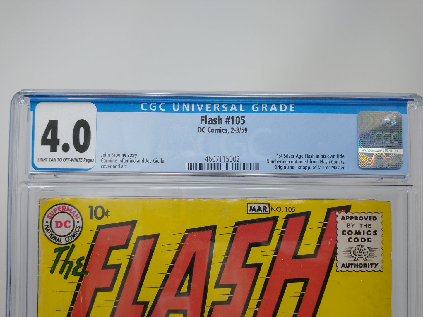 FLASH #105 - MARVEL 1959 - CGC 4.0 - 1ST BARRY ALLEN SERIES & INTRO MIRROR MASTER