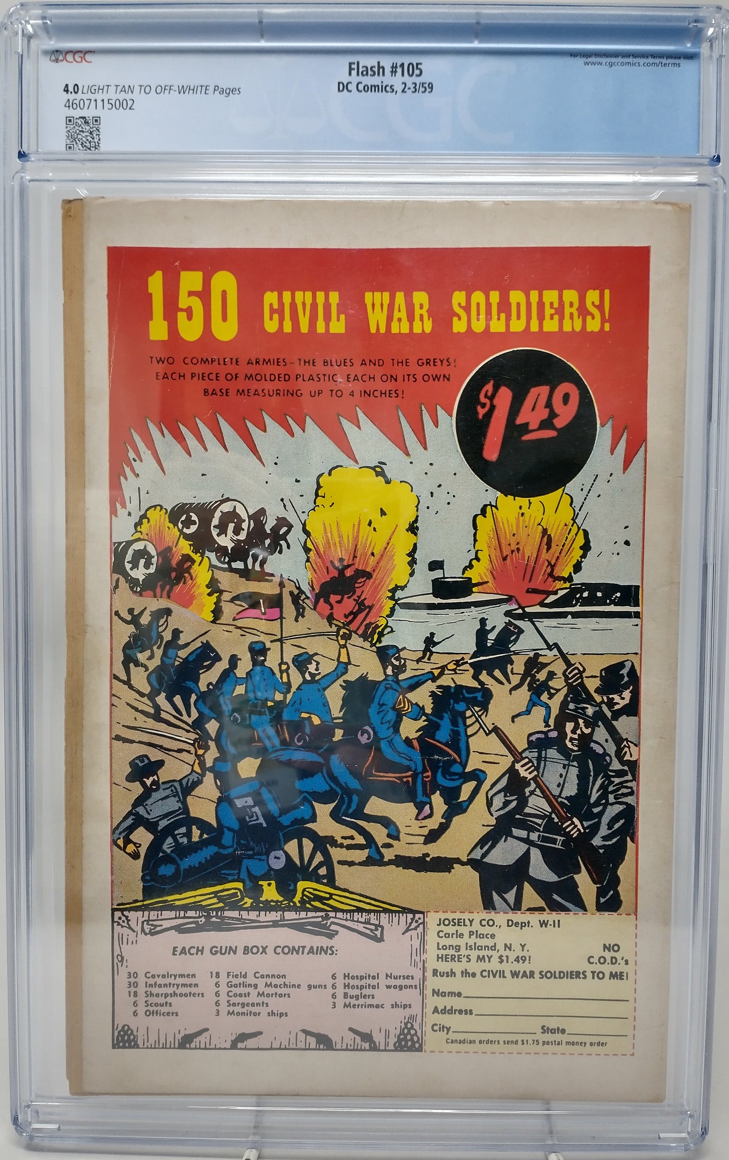FLASH #105 - MARVEL 1959 - CGC 4.0 - 1ST BARRY ALLEN SERIES & INTRO MIRROR MASTER