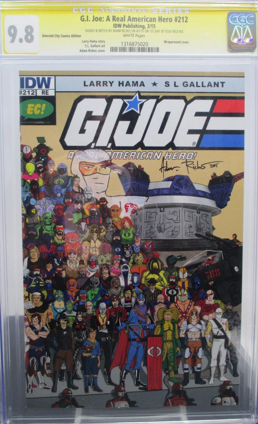 GI JOE A REAL AMERICAN HERO #212 EMERALD CITY EXCLUSIVE VAR COBRA COVER CGC 9.8 W STORM SHADOW SKETCH