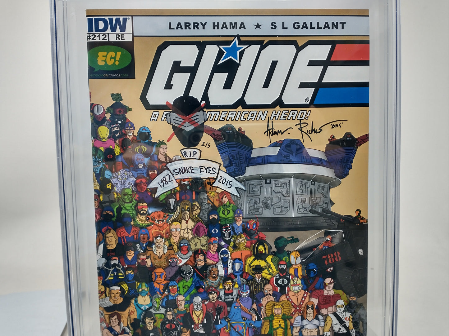 GI JOE A REAL AMERICAN HERO #212 EMERALD CITY EXCLUSIVE VAR COVER CGC 9.8 W SNAKE EYES SKETCH