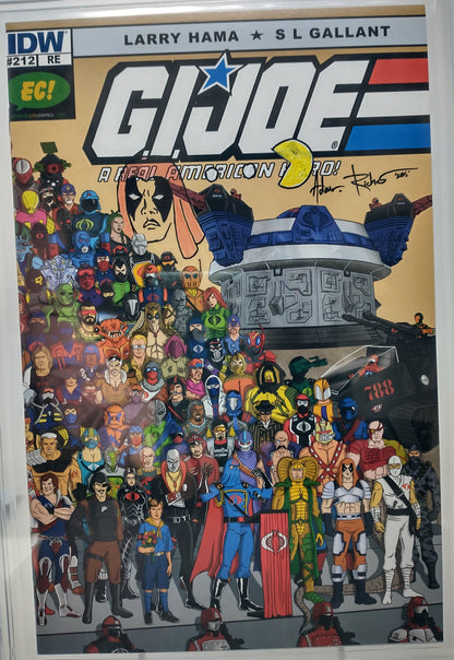 GI JOE A REAL AMERICAN HERO #212 EC EXCLUSIVE VAR COBRA COVER SIGNED BY ADAM RICHES CGC 9.8 PAC-MAN AND ZARTAN SKETCH