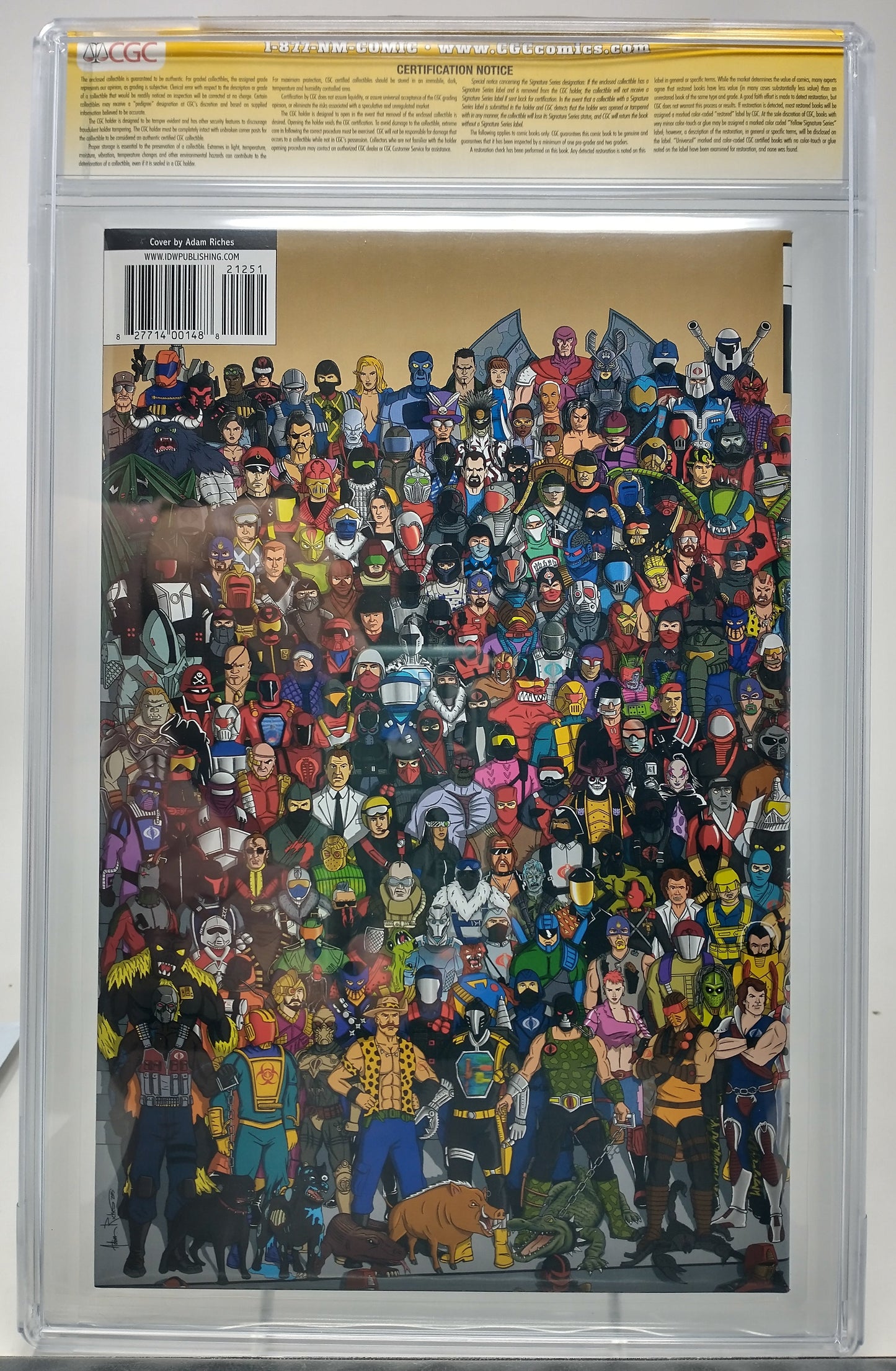 GI JOE A REAL AMERICAN HERO #212 EC EXCLUSIVE VAR COBRA COVER SIGNED BY ADAM RICHES CGC 9.8 PAC-MAN AND ZARTAN SKETCH