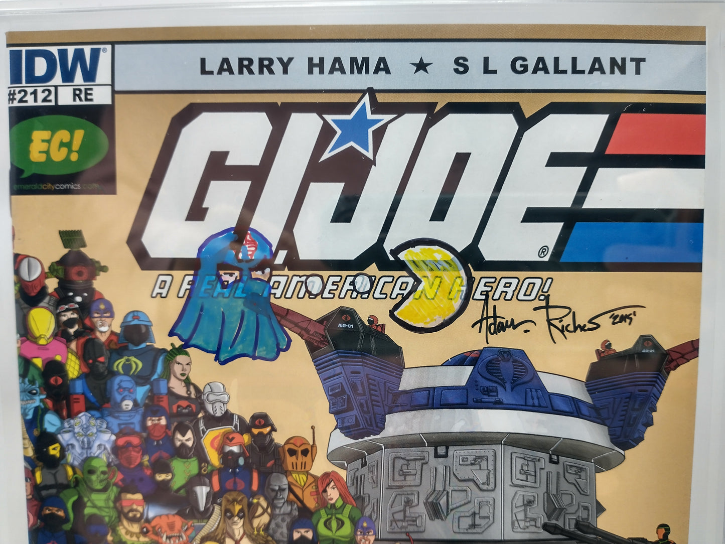GI JOE A REAL AMERICAN HERO #212 EC EXCLUSIVE VAR COVER SIGNED BY ADAM RICHES CGC 9.8 COBRA COMMANDER SKETCH