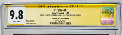 FIREFLY #1 EMERALD CITY EXCLUSIVE VAR - CGC 9.8 ADAM RICHES SIGNED 3
