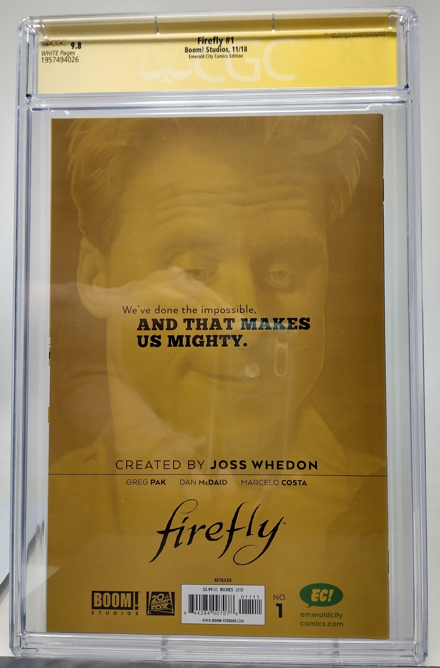 FIREFLY #1 EMERALD CITY EXCLUSIVE VAR - CGC 9.8 ADAM RICHES SIGNED 3