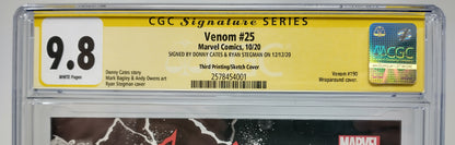 VENOM #25 3RD PRINT - MARVEL 2020 - CGC 9.8 - CATES AND STEGMAN SIGNED