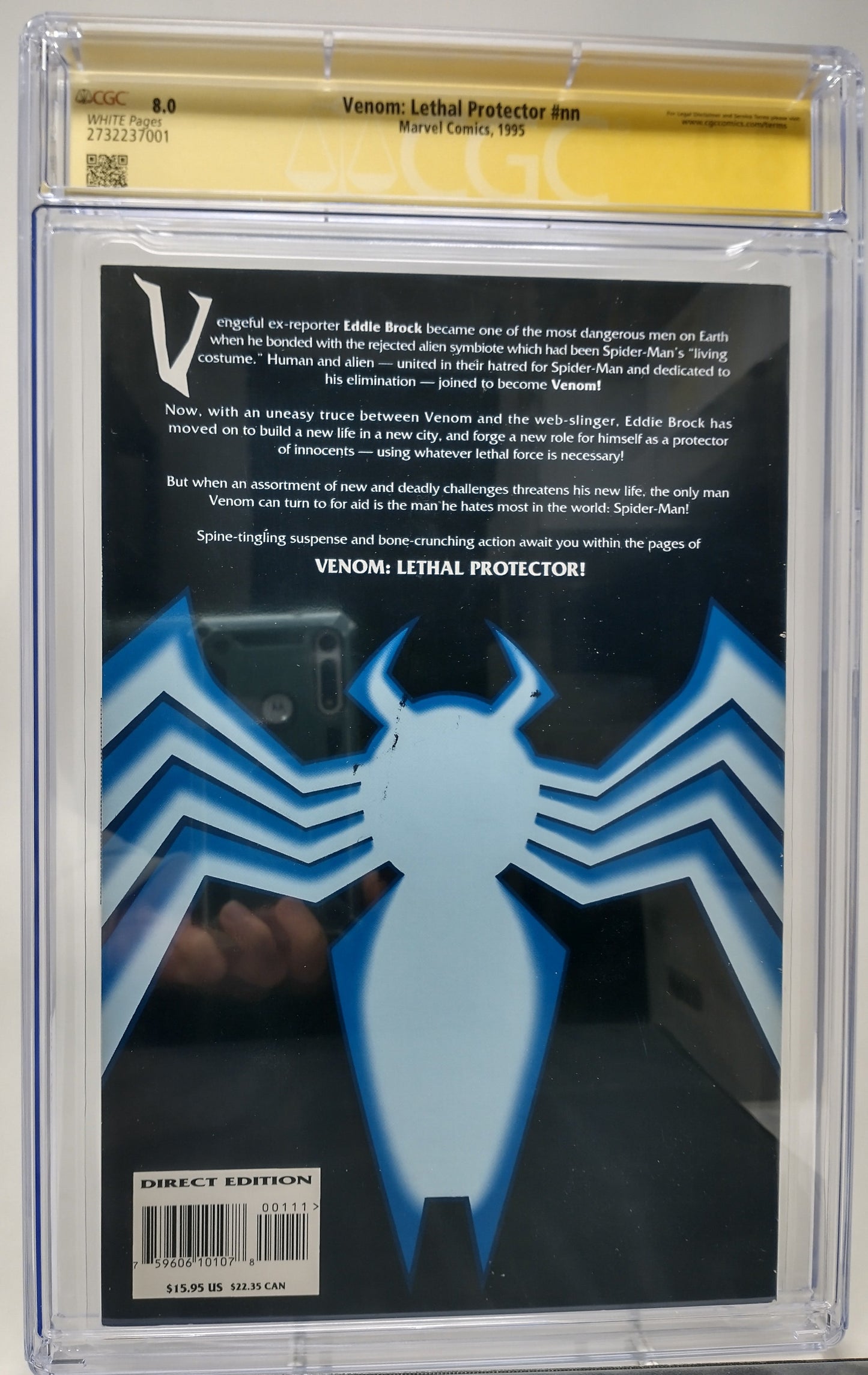 VENOM: LETHAL PROTECTOR TP - MARVEL 1995 - CGC 8.0 VF - SIGNED SIMON BISLEY, TOM DEFALCO, & SAM DE LA ROSA