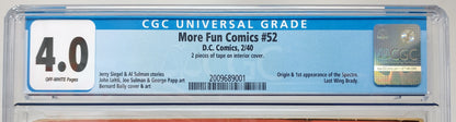 MORE FUN COMICS #52 - DC 1940 - CGC 4.0 - ORIGIN 1ST SPECTRE