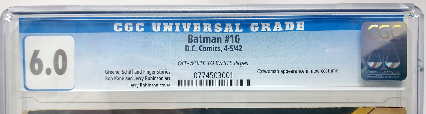BATMAN #10 - DC 1942 - CGC 6.0 - EARLY CATWOMAN APPEARANCE