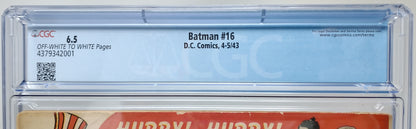 BATMAN #16 - DC 1943 - CGC 6.5 - 1ST ALFRED PENNYWORTH