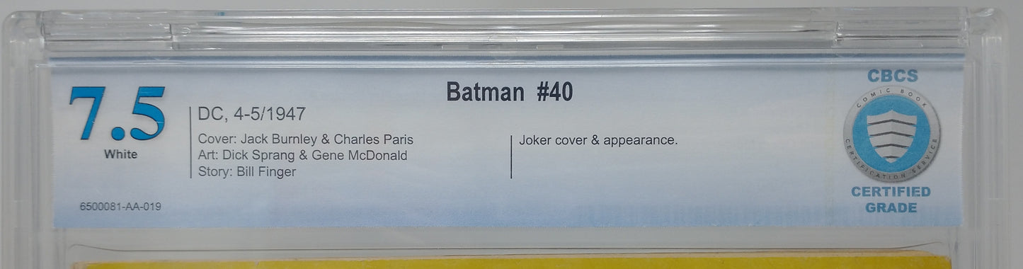 BATMAN #40 - DC 1947 - CBCS 7.0 - JOKER APPEARANCE