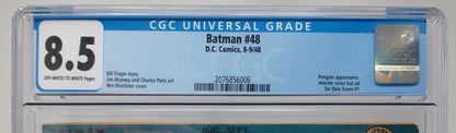 BATMAN #48 - DC 1948 - CGC 8.5 VF - BATCAVE COVER / PENGUIN APPEARANCE