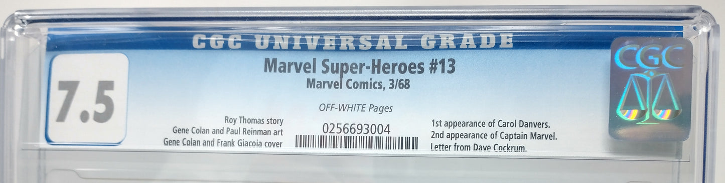 MARVEL SUPER-HEROES #13 - MARVEL 1968 - CGC 7.5 - 1ST CAROL DANVERS