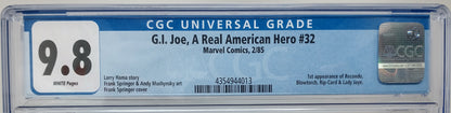 G.I. JOE A REAL AMERICAN HERO #32 - MARVEL 1985 - CGC 9.8 - 1ST APP OF RECONDO, BLOWTORCH, RIP-CORD, LADY JANE
